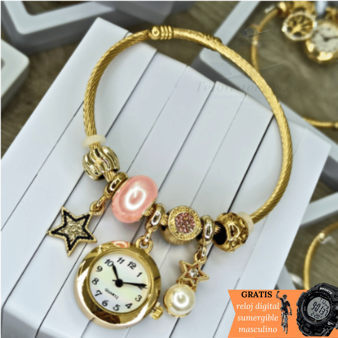COMBO PULSERA RELOJ CHARMS + RELOJ DIGITAL GRATIS