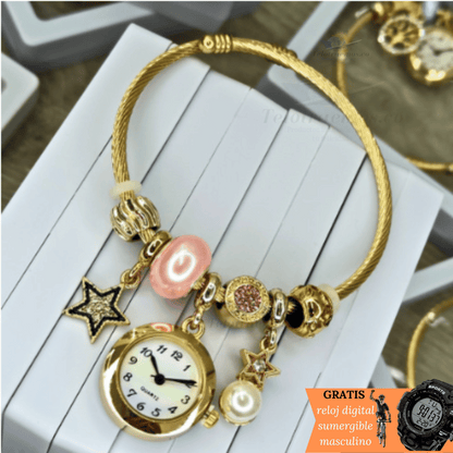 COMBO PULSERA RELOJ CHARMS + RELOJ DIGITAL GRATIS