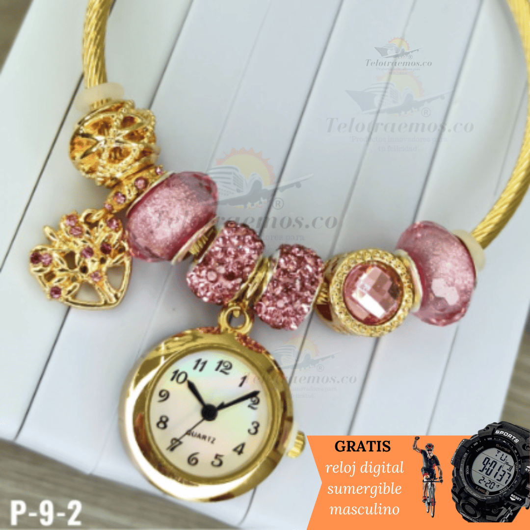 COMBO PULSERA RELOJ CHARMS + RELOJ DIGITAL GRATIS