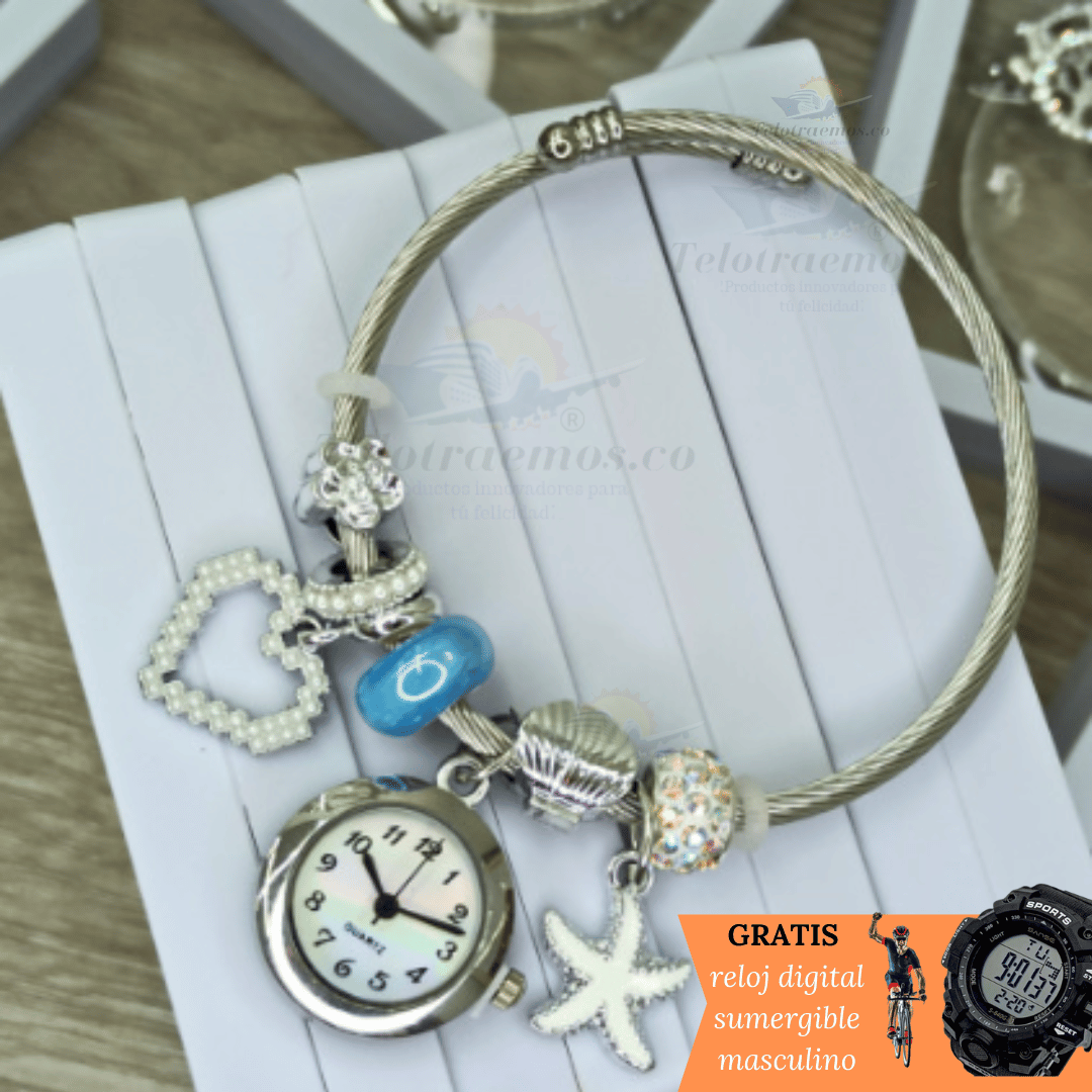COMBO PULSERA RELOJ CHARMS + RELOJ DIGITAL GRATIS
