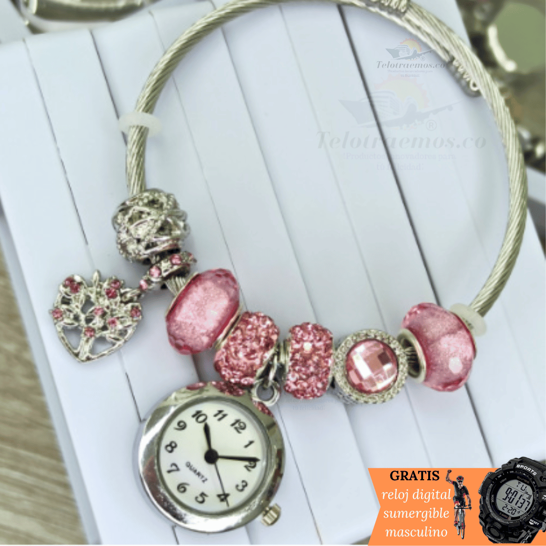 COMBO PULSERA RELOJ CHARMS + RELOJ DIGITAL GRATIS