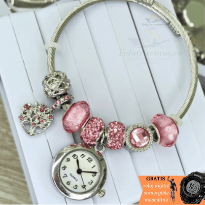 COMBO PULSERA RELOJ CHARMS + RELOJ DIGITAL GRATIS