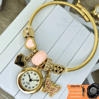 COMBO PULSERA RELOJ CHARMS + RELOJ DIGITAL GRATIS