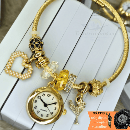 COMBO PULSERA RELOJ CHARMS + RELOJ DIGITAL GRATIS
