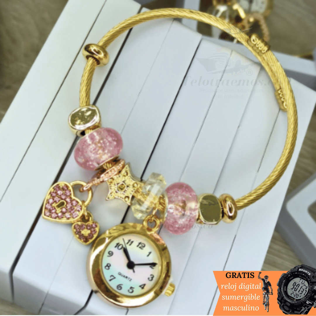 COMBO PULSERA RELOJ CHARMS + RELOJ DIGITAL GRATIS