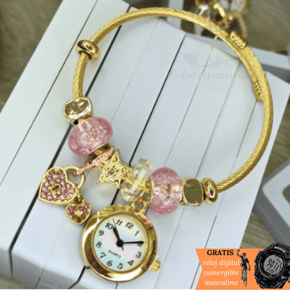 COMBO PULSERA RELOJ CHARMS + RELOJ DIGITAL GRATIS